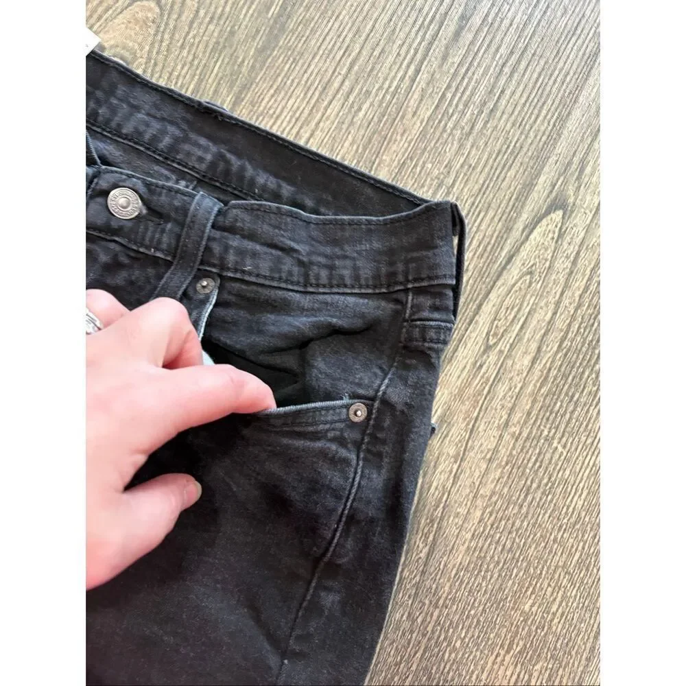 Levi's Mens Straight Jeans Mid Rise Denim Cotton Blend Dark Wash Black 30x32